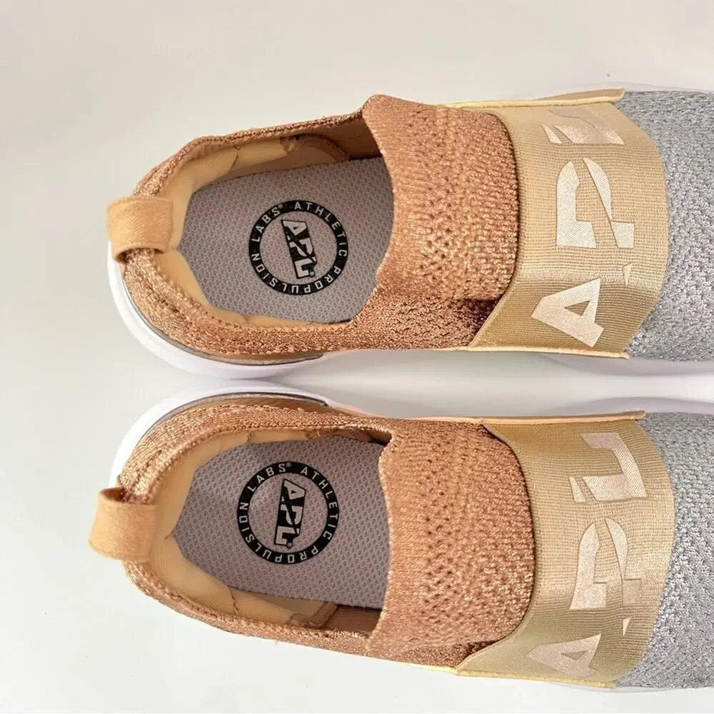 APL Techloom Bliss Knit Running Shoe In Rose Gold / Champagne /Silver